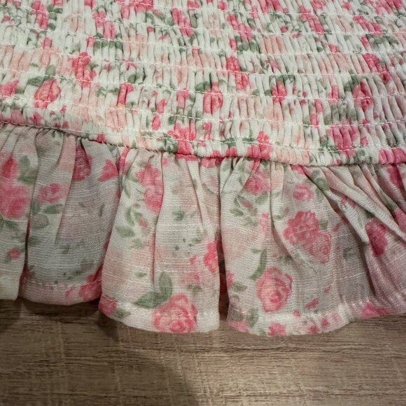 ALTAR'D STATE WOMENS IVORY PINK SMOCKED TOP SHIRT NEW MEDIUM - Picture 3 of 8